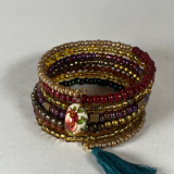 Handmade Multi color 7 stack , Memory Wire wrap bracelet, cuff bracelet